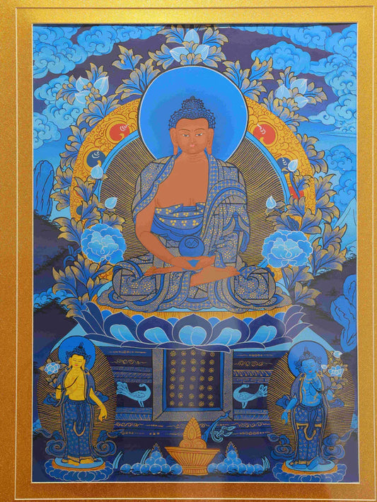 Hand-Painted Ratnasambhava Buddha Thangka