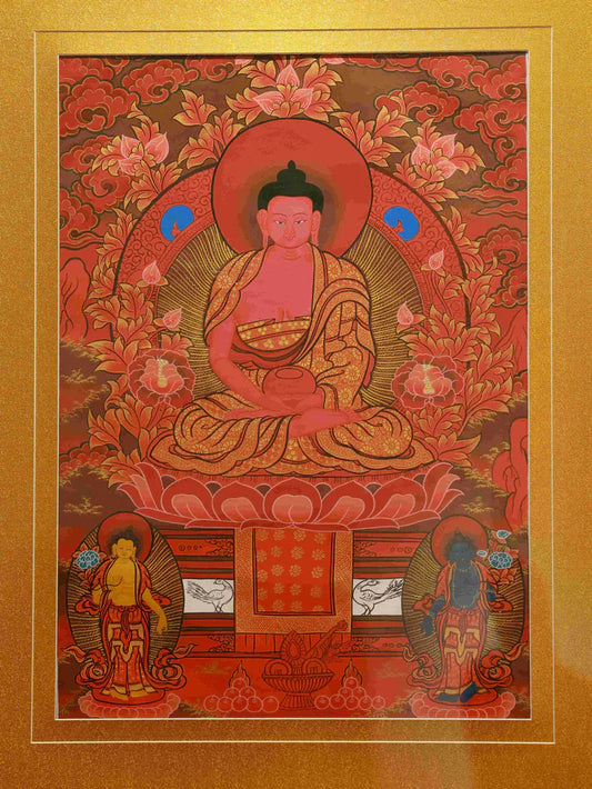 This Hand-Painted Red Amitayus Thangka Hides Dual Blessings: “Longevity Nectar + Dual Deity Protection”