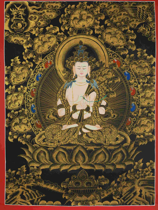 Black-Gold Maitreya Bodhisattva Thangka