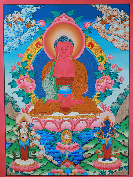 This Hand-Painted Amitabha Buddha Thangka Hides a Dual-Warmth Life Compass: “Compassionate Guidance + Both Present & Ultimate Peace”