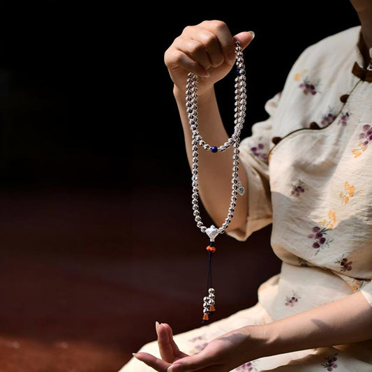 tibetan-buddhist Natural Clear Quartz Mala: Jewelry Art