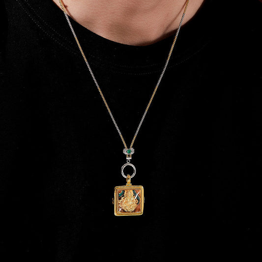 tibetan-buddhist Yellow Jambhala Silver Crystal Pendant Jewelry Tibetan Buddhist Jewelry