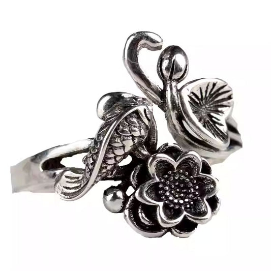 Tibetan-Buddhist Silver Minimalist Open Ring: Handmade Jewelry Tibetan Buddhist Jewelry
