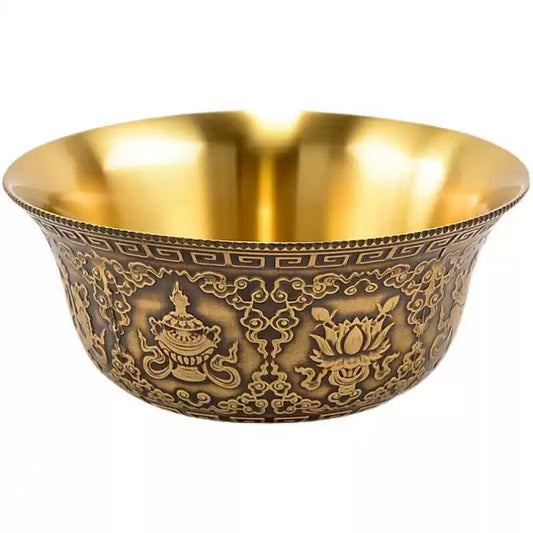 tibetan-buddhist Brass Eight Auspicious Symbols Offering Tibetan Buddhist Ritual Object