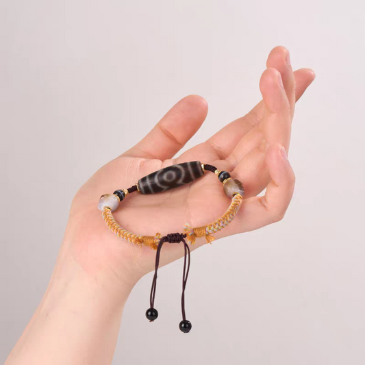 tibetan-buddhist Pure Panda Three-Eye Dzi Bracelet