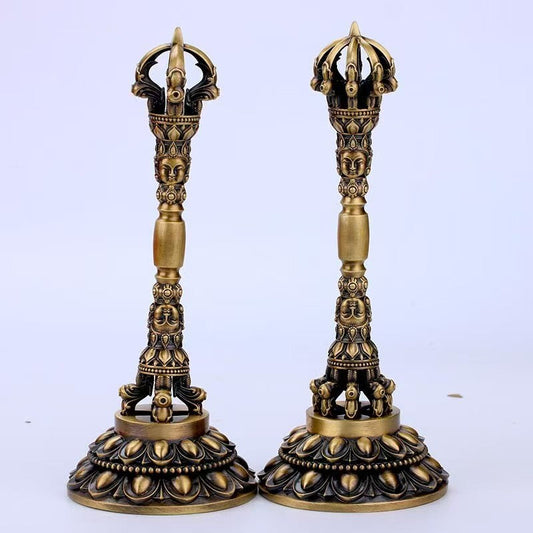 Tibetan-Buddhist Brass Five & Nine-Prong Vajra | Handcrafted Art