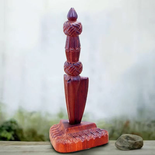 Tibetan-Buddhist Brass Vajra with African Red Sandalwood Tibetan Buddhist Ritual Object