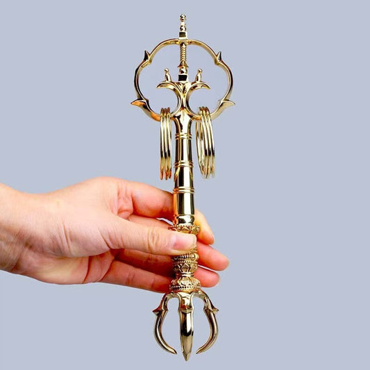 Tibetan-Buddhist Handcrafted Brass Seated Vajra | Polished Ritual Tibetan Buddhist Ritual Object