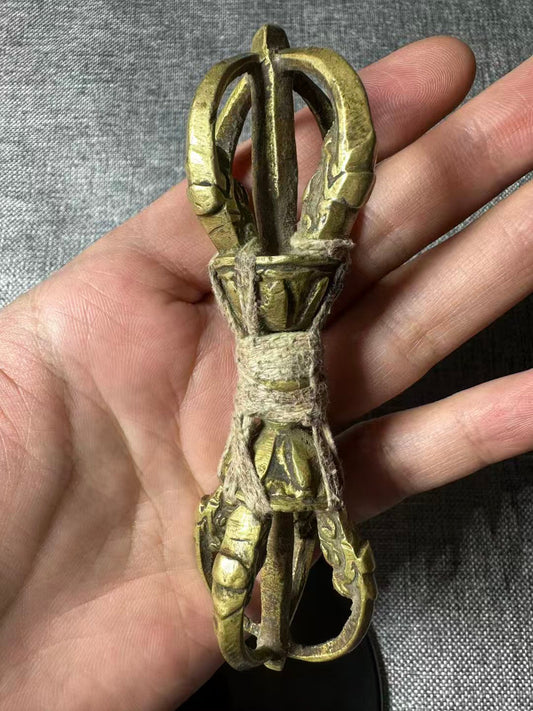 15cm Tibetan Brass Handheld Five-Prong Vajra Buddhist Ritual Implement