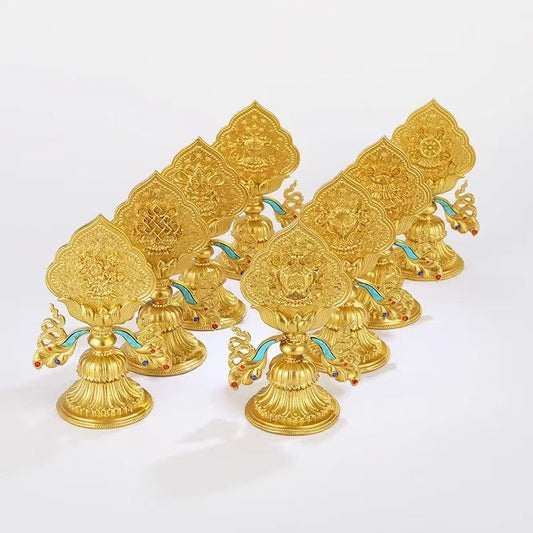 tibetan-buddhist Ashtamangala Gilt Offerings | Buddhist sacrificial items Tibetan Buddhist Statue