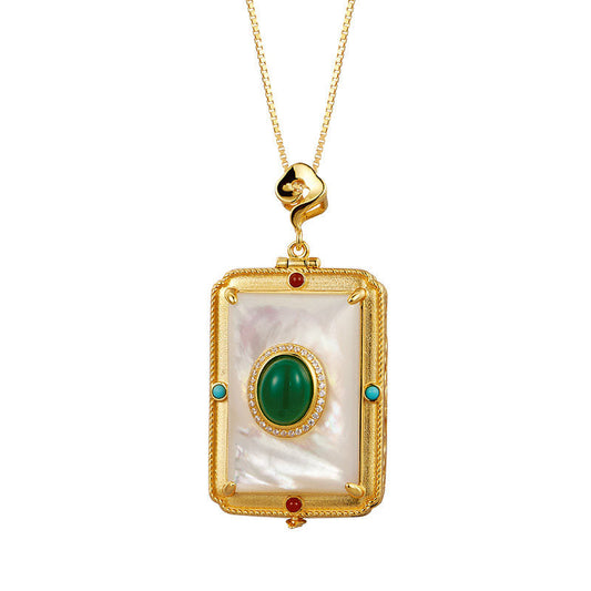 tibetan-buddhist White Shell Ghau Box Silver Tibetan Buddhist Jewelry