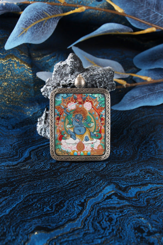 4x5cm Menri Style Hand-painted Acala (Budong Mingwang) Buddhist Pendant: The Immovable Tibetan Buddhist Jewelry