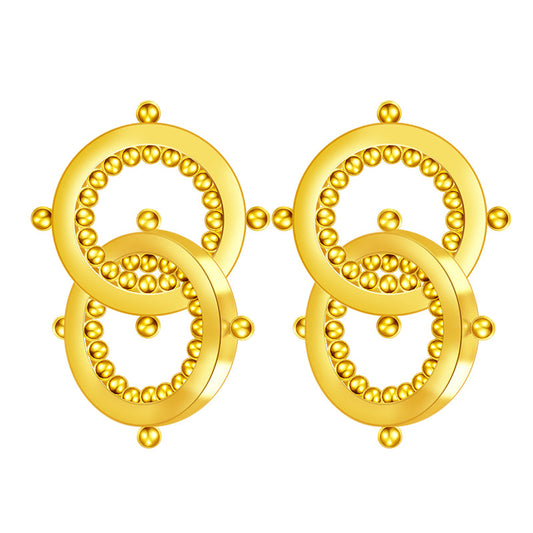 Tibetan-Buddhist Mountain-Water Friendship Earrings - 925 Silver, 18K Gold