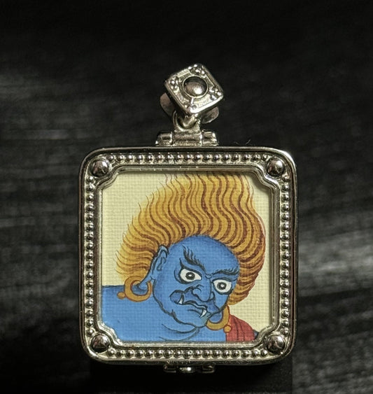 2x2cm Hand-Painted Tibet Acala (Immovable One) Buddhist Pendant: Discipline, Protection Tibetan Buddhist Jewelry