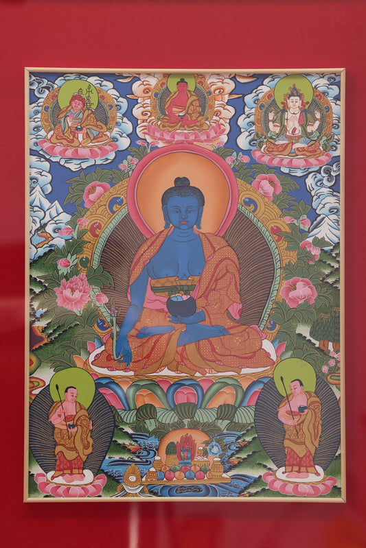 The Medicine Buddha Thangka: Unveiling the Pure Glass World of Healing & Protection in Tibetan Buddhism