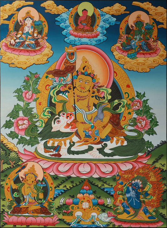Unveiling a Nepalese Hand-Painted Vaishravana Thangka: The Fusion of Tibetan Buddhist Beliefs and Himalayan Art