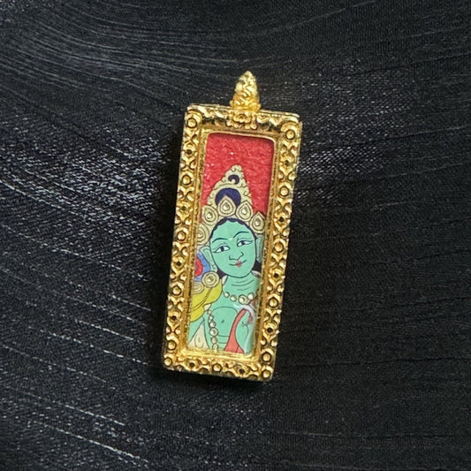 1x3cm Rebgong Buddha Head Green Tara Buddhist Pendant: Compassion in Action, Love, Career Tibetan Buddhist Jewelry