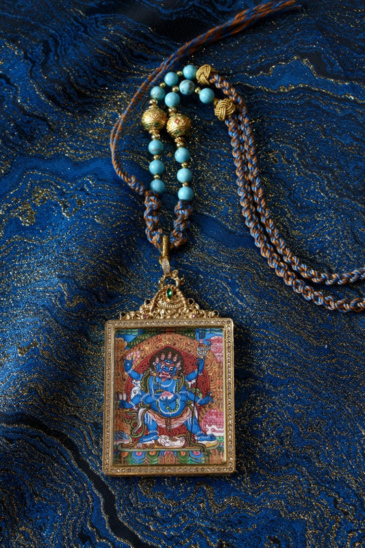 4×5cm Nepalese Six-Armed Mahakala Buddhist Pendant: A Portable Vessel of Protective Power Tibetan Buddhist Jewelry