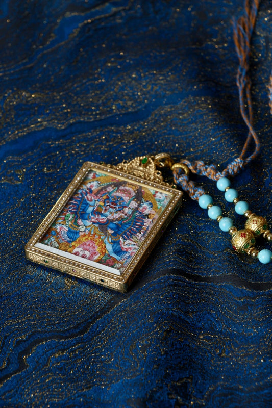 4×5cm Nepalese Yamantaka Thangka Pendant: Wearable Mastery to Conquer the Fear That Binds You