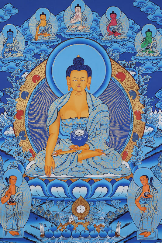 Hand-Painted Medicine Buddha Thangka | Tibetan Buddhist Healing Art
