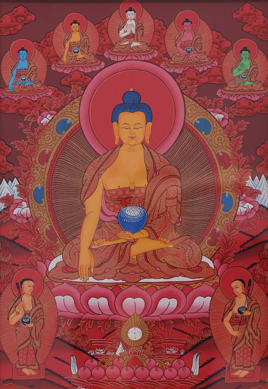 Tibetan Hand-Painted Thangka: Shakyamuni Buddha First Turning of the Wheel of Dharma – Cultural and Devotional Insights