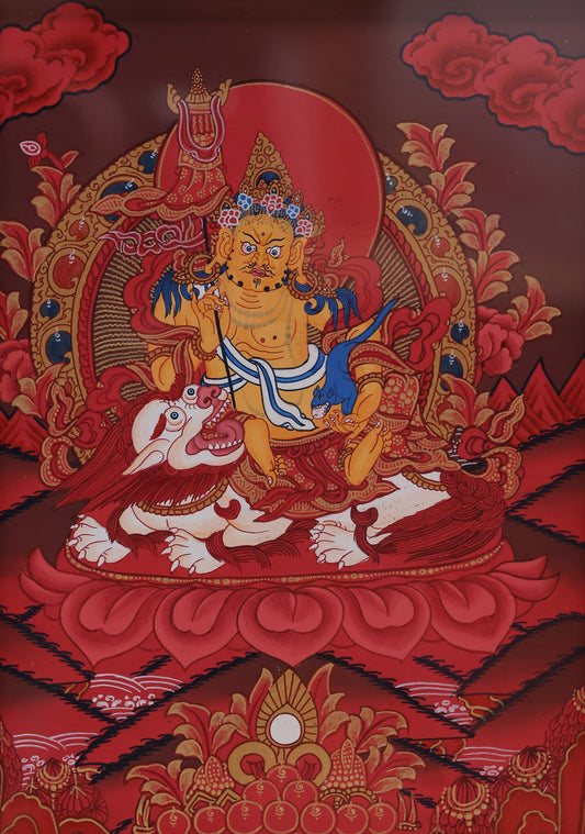 The Wealth Guardian in Red Thangka