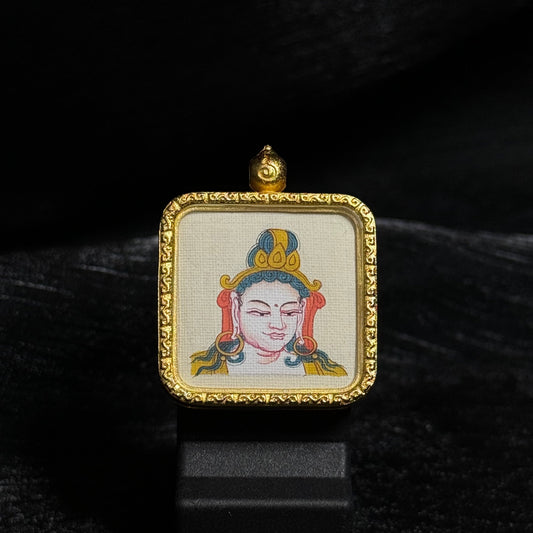 2x2cm Hand-Painted Tibet Samantabhadra (Bodhisattva of Universal Virtue) Buddhist Tibetan Buddhist Jewelry