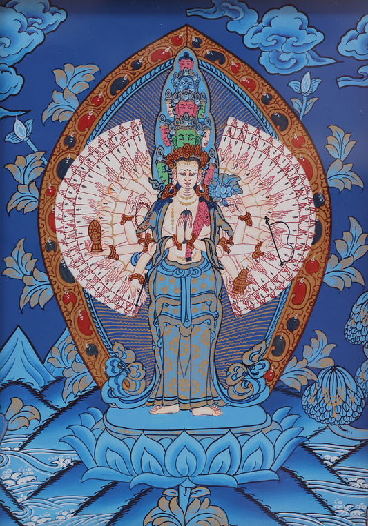 Tibetan Thousand-Armed, Thousand-Eyed Avalokiteshvara Thangka: A Visual Epic of Compassion — Theme, Deities, and Craftsmanship Decoded