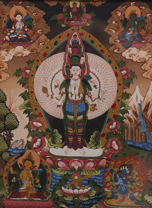 Tibetan Buddhist Thousand-Hand Thousand-Eye Avalokiteshvara Thangka — In-Depth Analysis of Theme, Deity, and Craftsmanship
