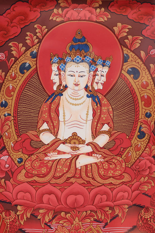 The Light of the Dharma Realm in Red Thangka: Vairocana Buddha in Tibetan Buddhism – The Embodiment of Universal Reality