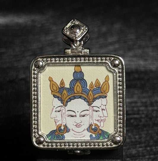 2x2cm Hand-Painted Tibet Vairocana (Great Sun Buddha) Buddhist Pendant: The Luminous Tibetan Buddhist Jewelry