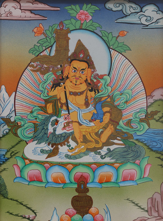 Vaishravana in Tibetan Buddhism: Decoding the Guardian of Dharma & Wealth in Color Thangka—From Iconography to Spiritual Beliefs