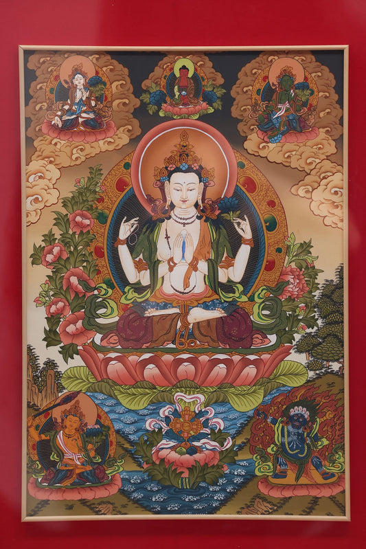 The Four-Armed White Avalokiteshvara Thangka