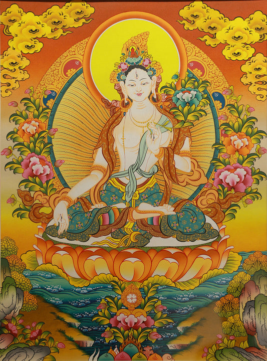Tibetan Buddhist White Tara Thangka: Spiritual Analysis of Theme, Iconography, and Craftsmanship