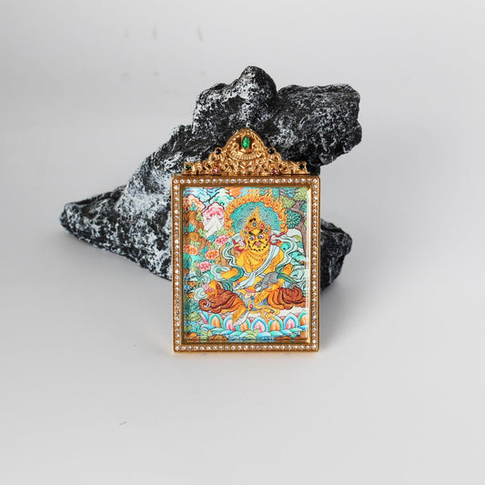 4x5cm Nepal Premium Yellow Jambhala Buddhist Pendant: The Wealth Bestowing Tibetan Buddhist Jewelry
