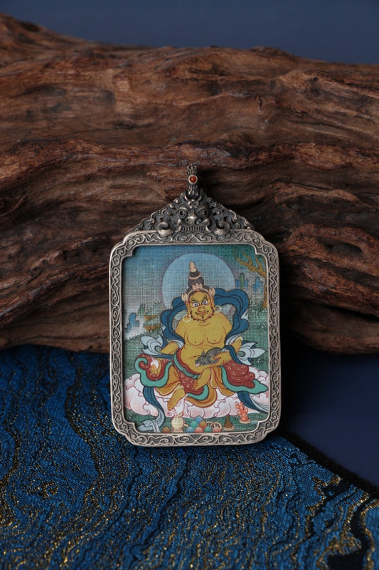 3.5×4.5cm Tibetan Yellow Jambhala Buddhist Pendant: A Collectible Vessel of Balanced Tibetan Buddhist Jewelry