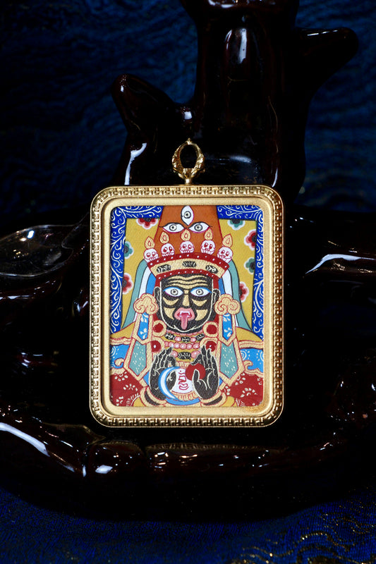 3.5×4.5cm Qinghai Zaki Lhamo Buddhist Pendant: A Collectible Amulet of Wealth, Fertility Tibetan Buddhist Jewelry