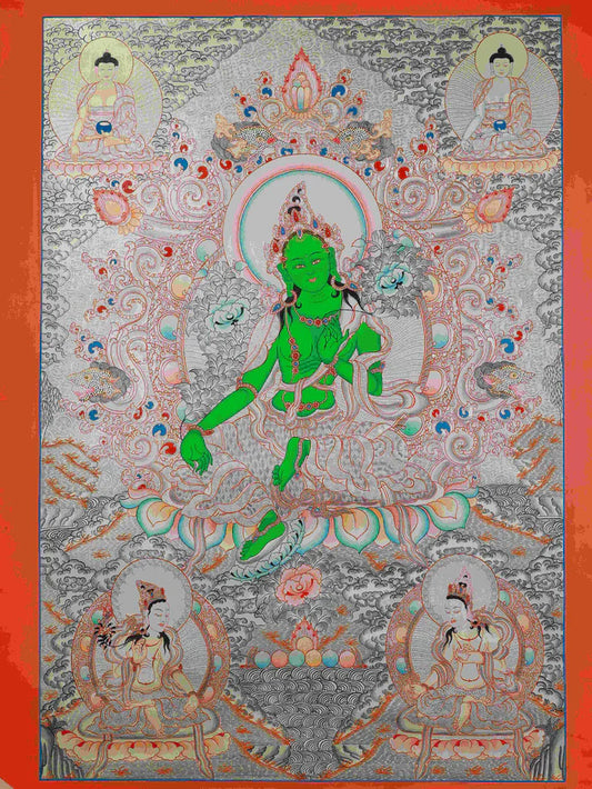 This Hand-Painted Green Tara Thangka