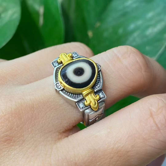 Handcrafted Tibetan Buddhist S925 Silver Vajra Ring Protection