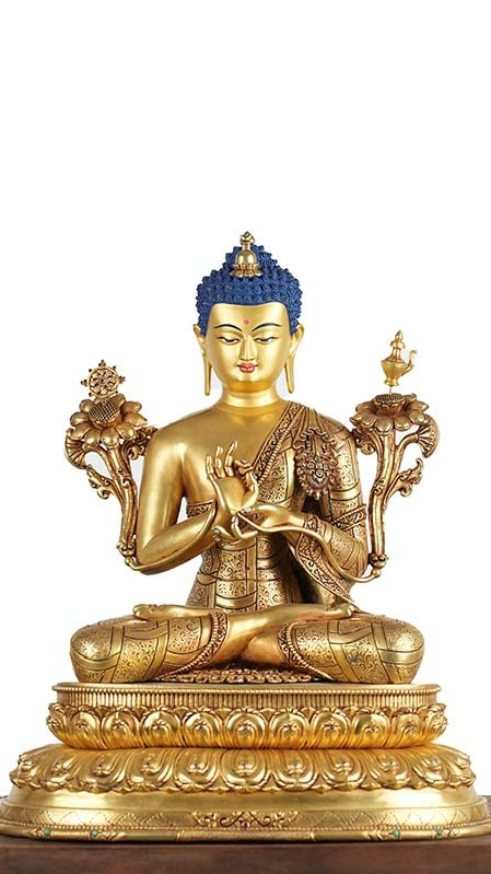Tibetan-Buddhist Maitreya Buddha Statue, Gold-Plated, Artistic Design