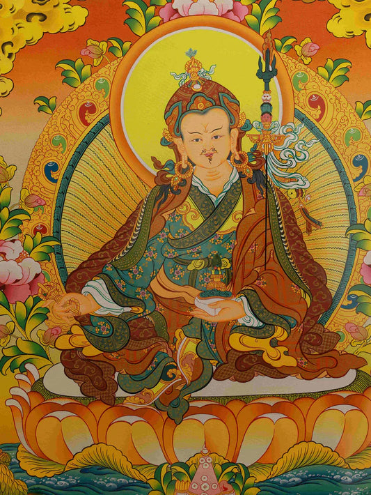 Hand-Painted Guru Rinpoche Thangka: A Living Blessing of "Wisdom & Protection" from Tibet