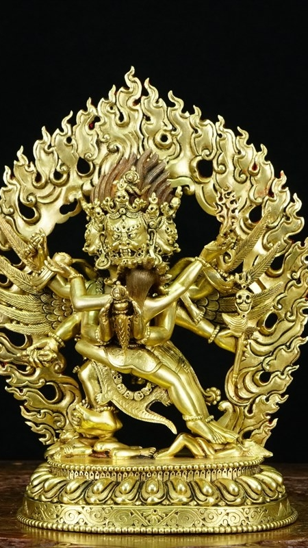 Tibetan-Buddhist Gold Vajra Buddha, Pure Mineral Paint Artwork
