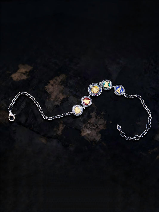 Tibetan-Buddhist Gold Five Wealth Gods Bracelet: Tibetan Buddhist Jewelry