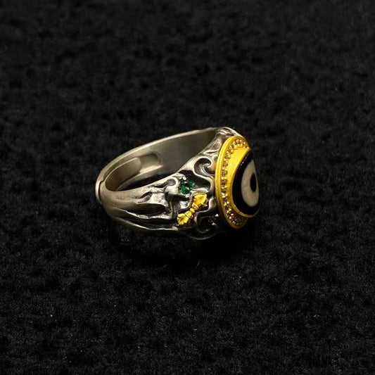 tibetan-buddhist Handmade S925 Silver Vajra Multi-Jewel Ring