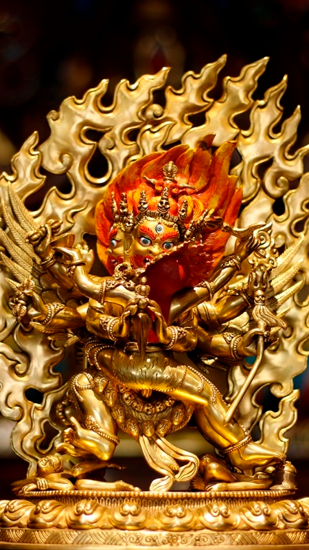 Tibetan-Buddhist Handcrafted Vajra Buddha, Mineral Pigment Art