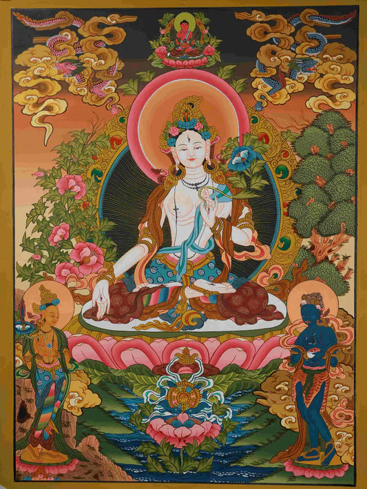 This Hand-Painted White Tara Thangka