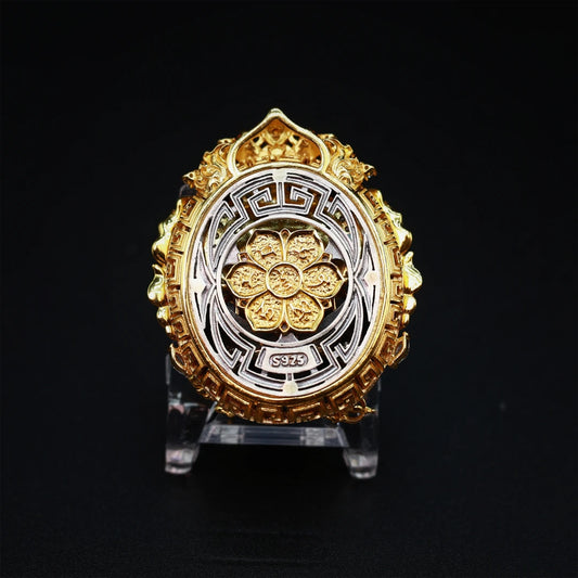 Hand-painted silver zircon Manjushri pendant, combining Tibetan Buddhist jewelry culture with exquisite jewelry art, ideal for meditation, gifting, or spiritual adornment.