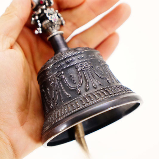 17cm pure silver Vajra, meticulously crafted to represent indestructible wisdom, used in Buddhist ritual implements art for meditation.