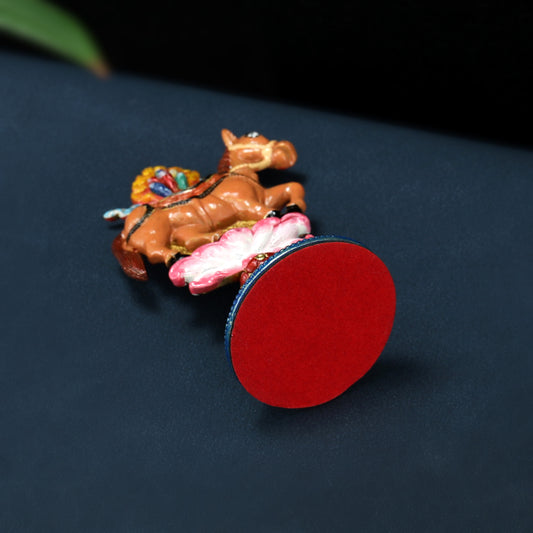 Hand-painted brass mini Seven Treasures set, symbolizing spiritual wealth and enlightenment, rooted in Tibetan Buddhist ritual implements culture.