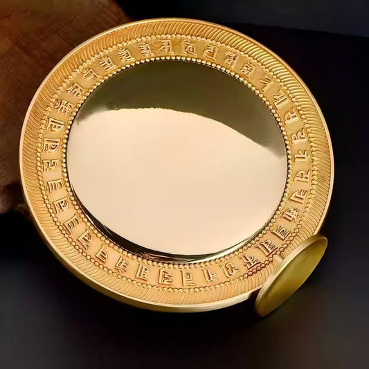 Tibetan Buddhist sacrificial implements culture: A sacred Cundi Buddha ritual mirror used for daily practice and spiritual reflection in Vajrayana Buddhism.